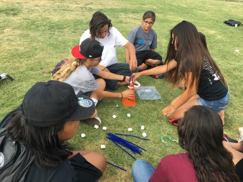 Teens at the Native Youth Gathering participate in some team building activities Teens at the Native Youth Gathering participate in some team building activities