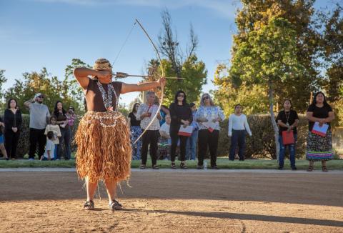 Su’la Arviso takes aim at a hay bale as judges watch and evaluate during the Daughter of Soboba competition that was completed on Oct. 11 at the Soboba Sports Complex. Cord Media courtesy photo Su’la Arviso takes aim at a hay bale as judges watch and evaluate during the Daughter of Soboba competition that was completed on Oct. 11 at the Soboba Sports Complex. Cord Media courtesy photo