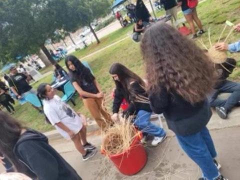 Soboba Tribal TANF youths participate in a weaving circle with facilitator Blossom Maciel at the University of California, San Diego campus in La Jolla on April 29 Soboba Tribal TANF youths participate in a weaving circle with facilitator Blossom Maciel at the University of California, San Diego campus in La Jolla on April 29