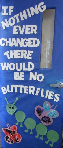 A classroom door inside the Soboba Tribal Preschool provides a positive message to students and staff who have been experiencing lots of changes this school year due to the pandemic A classroom door inside the Soboba Tribal Preschool provides a positive message to students and staff who have been experiencing lots of changes this school year due to the pandemic