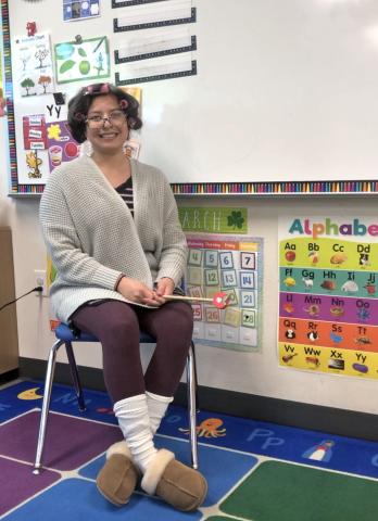 Julissa Garcia dressed up for a circle time video sent to her preschool students who are sheltering at home. This was part of a Spirit Week event on March 25 Julissa Garcia dressed up for a circle time video sent to her preschool students who are sheltering at home. This was part of a Spirit Week event on March 25