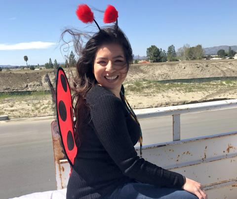 Soboba Tribal Preschool teacher Julissa Garcia dressed up as a ladybug to welcome spring and drive by homes of students as part of a teacher’s parade on April 1 Soboba Tribal Preschool teacher Julissa Garcia dressed up as a ladybug to welcome spring and drive by homes of students as part of a teacher’s parade on April 1