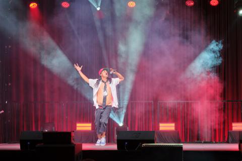 Keith Vasquez from the Native Youth Foundation flies solo while channeling the Red Hot Chili Peppers during his time on stage Keith Vasquez from the Native Youth Foundation flies solo while channeling the Red Hot Chili Peppers during his time on stage