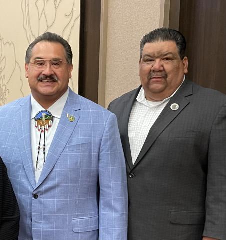 Assemblymember James Ramos and Soboba Tribal Council Chairman Isaiah Vivanco at the Missing in California Indian Country event at the Soboba Casino Resort Event Center Assemblymember James Ramos and Soboba Tribal Council Chairman Isaiah Vivanco at the Missing in California Indian Country event at the Soboba Casino Resort Event Center