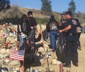 Members of the Soboba Youth Council, TANF and the Soboba Fire Department clean and place American flags on the graves of veterans at the Soboba Cemetery Members of the Soboba Youth Council, TANF and the Soboba Fire Department clean and place American flags on the graves of veterans at the Soboba Cemetery