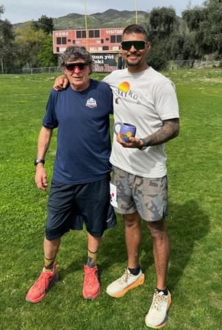 Joseph Sahagun was the first Native Male to complete the 25K race. He is here with NATRO founder and Race Director Sheldon Subith, at left. Sahagun is from the Lipan Apache Tribe of Texas Joseph Sahagun was the first Native Male to complete the 25K race. He is here with NATRO founder and Race Director Sheldon Subith, at left. Sahagun is from the Lipan Apache Tribe of Texas