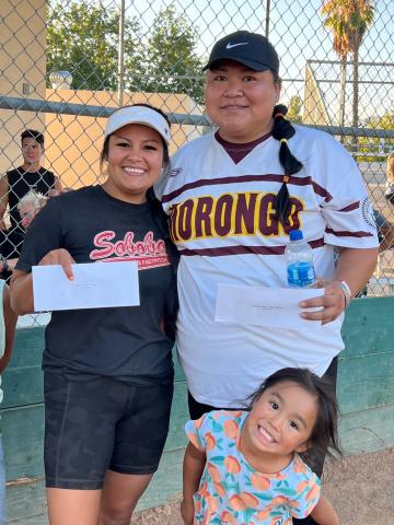 Shylene Helms-Velarde from Soboba Women, left, earned MVP Player at this year’s N.I.A.A. Fastpitch Softball Tournament and Cary Moon with Morongo Women was named MVP Pitcher Shylene Helms-Velarde from Soboba Women, left, earned MVP Player at this year’s N.I.A.A. Fastpitch Softball Tournament and Cary Moon with Morongo Women was named MVP Pitcher