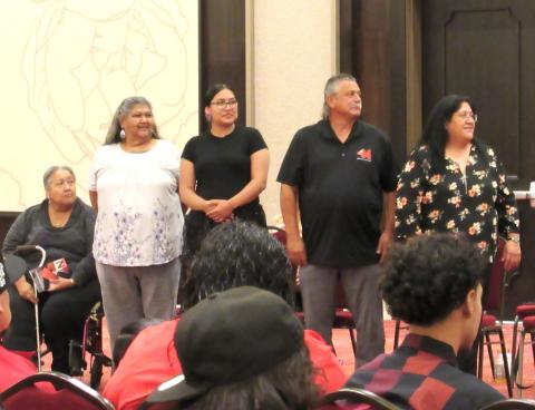 Members of the Noli Indian School Board attend the commencement ceremony, June 3. From left, Lucille Briones, Sandra Boniface, Avellaka Arviso, Darryl Silvas, and Mia Gonzalez Members of the Noli Indian School Board attend the commencement ceremony, June 3. From left, Lucille Briones, Sandra Boniface, Avellaka Arviso, Darryl Silvas, and Mia Gonzalez