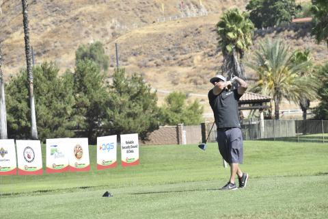 A golfer takes a swing at last year’s charity golf tournament which took place at the Soboba Springs Golf Course A golfer takes a swing at last year’s charity golf tournament which took place at the Soboba Springs Golf Course