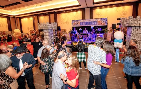 Oktoberfest party-goers dance to the upbeat music of the Bavarian Beergarden Band at last year’s celebration. The band will return this year Oktoberfest party-goers dance to the upbeat music of the Bavarian Beergarden Band at last year’s celebration. The band will return this year
