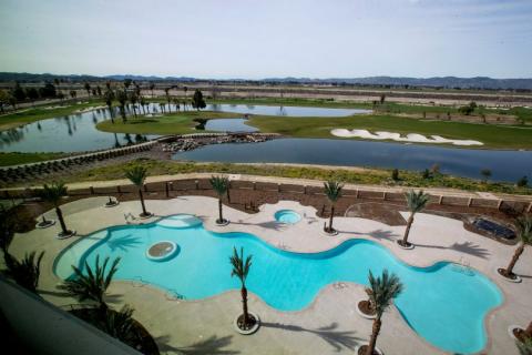 A view of the Soboba Springs Golf Course and pool from one of the 6th floor suites in the new Soboba Casino Resort as construction is almost complete in San Jacinto on Tuesday, February 12, 2019. (Photo by Terry Pierson, The Press-Enterprise/SCNG)  A view of the Soboba Springs Golf Course and pool from one of the 6th floor suites in the new Soboba Casino Resort as construction is almost complete in San Jacinto on Tuesday, February 12, 2019. (Photo by Terry Pierson, The Press-Enterprise/SCNG)