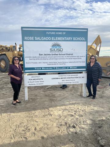 Rose Salgado’s sisters, Raina Maciel, left, and Frances Diaz at the groundbreaking ceremony in San Jacinto, Dec. 11 Rose Salgado’s sisters, Raina Maciel, left, and Frances Diaz at the groundbreaking ceremony in San Jacinto, Dec. 11