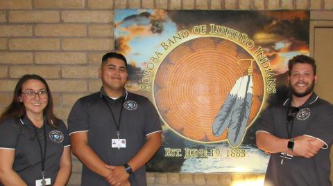 Members of the Soboba Tribal Environmental Department host an open house at Tribal Hall Sept. 29. From left, Administrative Assistant Angelica Rangel, Environmental Director Christian Aceves and Environmental Specialist Micah Knox