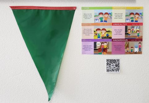 Soboba Tribal Preschool’s lobby lets everyone know what the air quality is for the day, using a colored flag system Soboba Tribal Preschool’s lobby lets everyone know what the air quality is for the day, using a colored flag system