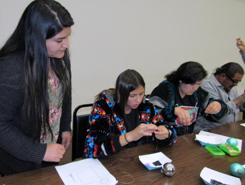 Mercedes Estrada, left, instructs participants in the Soboba Tribal TANF Christmas ornament beading class held in December. Photo courtesy of Soboba Band of Luiseño Indians. Mercedes Estrada, left, instructs participants in the Soboba Tribal TANF Christmas ornament beading class held in December. Photo courtesy of Soboba Band of Luiseño Indians.