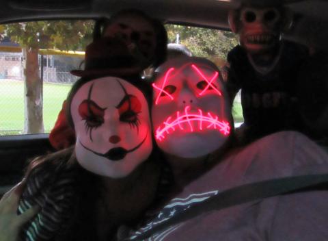 Elsa Modesto and her 7-year-old daughter Briella Medina got dressed up to participate in the Soboba Tribal Trunk or Treat drive-through event at the Soboba Sports Complex on Saturday Elsa Modesto and her 7-year-old daughter Briella Medina got dressed up to participate in the Soboba Tribal Trunk or Treat drive-through event at the Soboba Sports Complex on Saturday