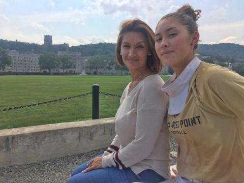 Faith Laupsa and her daughter, Yawaywish Laupsa-Briones, share a quiet moment on the campus of the United States Military Academy at West Point on July 12 Faith Laupsa and her daughter, Yawaywish Laupsa-Briones, share a quiet moment on the campus of the United States Military Academy at West Point on July 12
