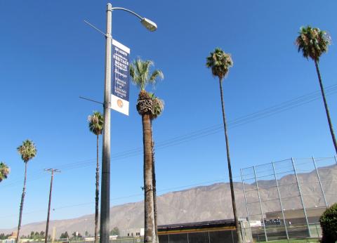 A light pole banner near San Jacinto High School shows Soboba’s support of October being deemed Heritage Month for the city of San Jacinto A light pole banner near San Jacinto High School shows Soboba’s support of October being deemed Heritage Month for the city of San Jacinto