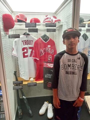 Ete’tish Arviso at the National Baseball Hall of Fame in front of Mike Trout’s uniforms, who is the 12-year-old’s favorite player Ete’tish Arviso at the National Baseball Hall of Fame in front of Mike Trout’s uniforms, who is the 12-year-old’s favorite player