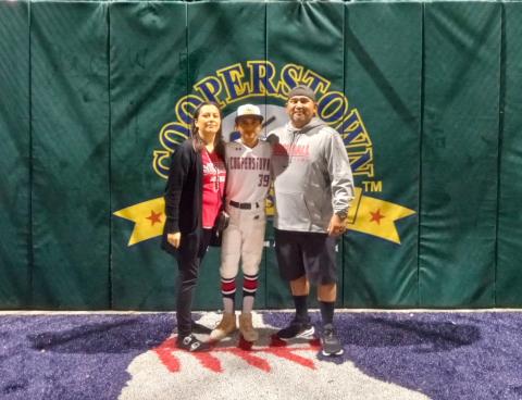 After his very first game in Cooperstown, Ete’tish Arviso is joined by his parents, Melissa and Nate Arviso After his very first game in Cooperstown, Ete’tish Arviso is joined by his parents, Melissa and Nate Arviso