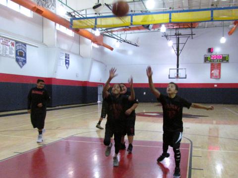 A basketball team representing Soboba warms up before competition at the Sports Complex on January 27 A basketball team representing Soboba warms up before competition at the Sports Complex on January 27