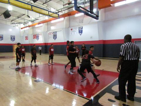 Teams from Soboba and UAII play during the ITS basketball competition at the Soboba Sports Complex Teams from Soboba and UAII play during the ITS basketball competition at the Soboba Sports Complex