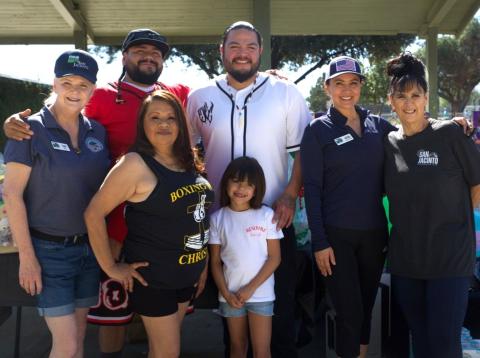 Organizers of the third annual Ride the Valley Together are supported by community leaders. From left, San Jacinto Mayor Crystal Ruiz, Soboba Bike Crew Vice President Vincent Arres, Boxing for Christ founder Sonia Ramos, SBC President Charles Resvaloso, San Jacinto Mayor Pro Tem Clarisa Sanchez, and San Jacinto Councilmember Valerie Vandever. In front is Charles’ daughter Flora Organizers of the third annual Ride the Valley Together are supported by community leaders. From left, San Jacinto Mayor Crystal Ruiz, Soboba Bike Crew Vice President Vincent Arres, Boxing for Christ founder Sonia Ramos, SBC President Charles Resvaloso, San Jacinto Mayor Pro Tem Clarisa Sanchez, and San Jacinto Councilmember Valerie Vandever. In front is Charles’ daughter Flora