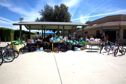 Raffle prizes for all ages, including brand new bicycles, wait to be claimed by lucky raffle ticket holders Raffle prizes for all ages, including brand new bicycles, wait to be claimed by lucky raffle ticket holders