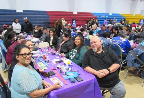 Soboba Tribal Council Treasurer Mike Bentiste, right, and 15 of his family members show up to support the Soboba Tribal Preschool, where his granddaughter is a student Soboba Tribal Council Treasurer Mike Bentiste, right, and 15 of his family members show up to support the Soboba Tribal Preschool, where his granddaughter is a student