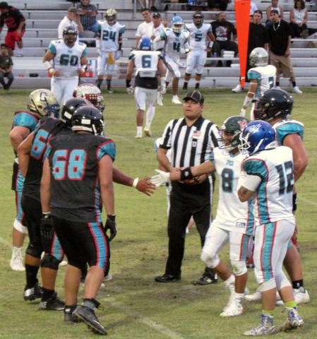A handshake signals the start of the second annual Indigenous Bowl on June 29 at the Soboba Indian Reservation. Native American youth from 12 states and Canada competed A handshake signals the start of the second annual Indigenous Bowl on June 29 at the Soboba Indian Reservation. Native American youth from 12 states and Canada competed