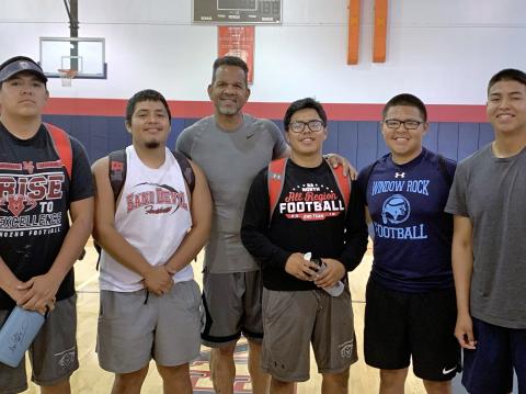 NFL Hall-of-Famer Andre Reed spent time with some of the young football players who spent a few days at the Soboba Indian Reservation to train for and play in the second annual Indigenous Bowl NFL Hall-of-Famer Andre Reed spent time with some of the young football players who spent a few days at the Soboba Indian Reservation to train for and play in the second annual Indigenous Bowl