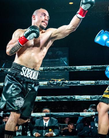 Soboba Tribal member Jimmie “El Chingon” Nunez Jr. shows his boxing prowess at a recent match Soboba Tribal member Jimmie “El Chingon” Nunez Jr. shows his boxing prowess at a recent match