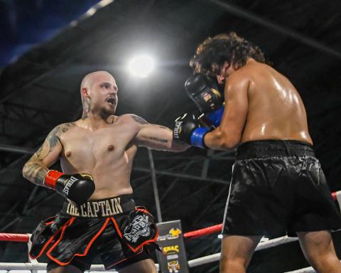 Ian “The Captain” Morgan shows dominance during a recent boxing match Ian “The Captain” Morgan shows dominance during a recent boxing match