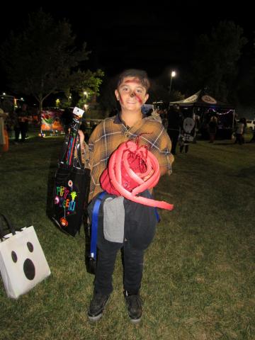 Zaya Essapour, 11, literally spills his guts to win Most Creative after a costume parade for judges at the Soboba Sports Complex Zaya Essapour, 11, literally spills his guts to win Most Creative after a costume parade for judges at the Soboba Sports Complex