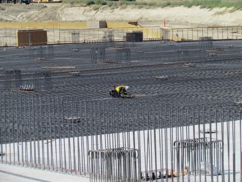 A construction worker makes sure everything is in place for the basement foundation of one of the structures being built as part of the Soboba Casino Replacement project A construction worker makes sure everything is in place for the basement foundation of one of the structures being built as part of the Soboba Casino Replacement project