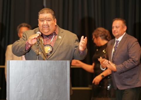 Soboba Tribal Council Chairman Isaiah Vivanco accepts the award on behalf of the Soboba Casino Resort, which was named Large Business of the Year by the Hemet/San Jacinto Valley Chamber of Commerce at its annual gala Soboba Tribal Council Chairman Isaiah Vivanco accepts the award on behalf of the Soboba Casino Resort, which was named Large Business of the Year by the Hemet/San Jacinto Valley Chamber of Commerce at its annual gala