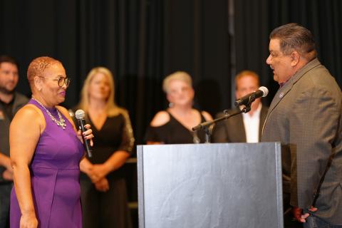 Soboba Tribal Council Chairman Isaiah Vivanco swears in the new Hemet/San Jacinto Valley Chamber of Commerce Chair Patricia Scott at the annual installation and awards gala at the Soboba Casino Resort Event Center, July 12 Soboba Tribal Council Chairman Isaiah Vivanco swears in the new Hemet/San Jacinto Valley Chamber of Commerce Chair Patricia Scott at the annual installation and awards gala at the Soboba Casino Resort Event Center, July 12