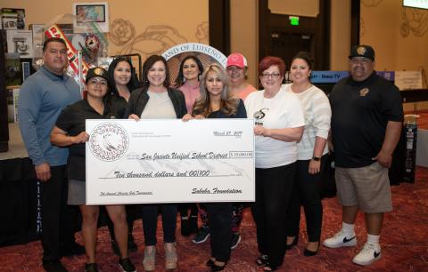 The San Jacinto Unified School District were proud to be one of 10 recipients of $10,000, proceeds from Soboba’s 7th annual Charity Golf Tournament. They were congratulated by Soboba Foundation members during an awards ceremony and banquet after each day of golfing at the Soboba Casino Resort Event Center The San Jacinto Unified School District were proud to be one of 10 recipients of $10,000, proceeds from Soboba’s 7th annual Charity Golf Tournament. They were congratulated by Soboba Foundation members during an awards ceremony and banquet after each day of golfing at the Soboba Casino Resort Event Center