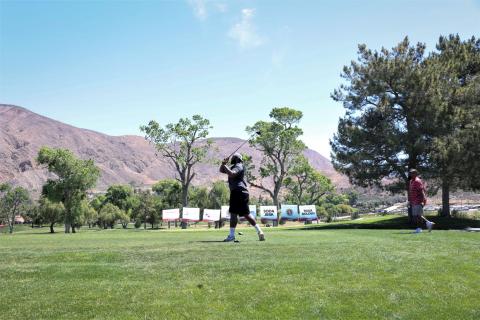 Joseph Burton takes a swing as fellow golfer Albert Parcero looks on during last year’s Soboba Charity Golf Tournament. Carlos Puma/Puma Images Photography Joseph Burton takes a swing as fellow golfer Albert Parcero looks on during last year’s Soboba Charity Golf Tournament. Carlos Puma/Puma Images Photography