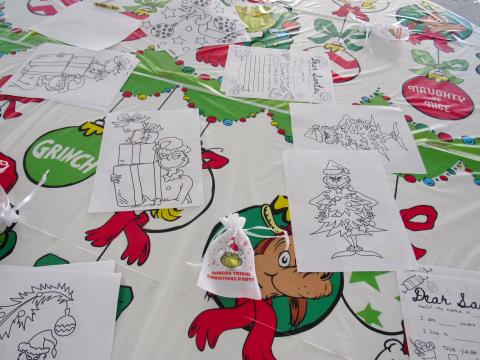Grinch-themed sheets and Dear Santa letters are available for coloring and completing during Soboba’s annual Tribal Christmas Party at the Sports Complex Grinch-themed sheets and Dear Santa letters are available for coloring and completing during Soboba’s annual Tribal Christmas Party at the Sports Complex