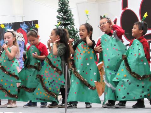 Soboba Tribal Preschool Pre-K students enjoy performing for friends and family at the Sports Complex stage Soboba Tribal Preschool Pre-K students enjoy performing for friends and family at the Sports Complex stage