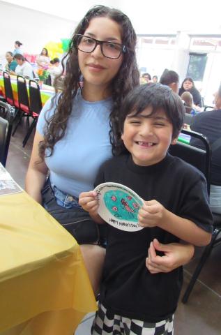 Kindergartner Jonathan Helms shows the plate he made for his mom, Evelyn Helms at Soboba Tribal Preschool’s Mother’s Day brunch Kindergartner Jonathan Helms shows the plate he made for his mom, Evelyn Helms at Soboba Tribal Preschool’s Mother’s Day brunch