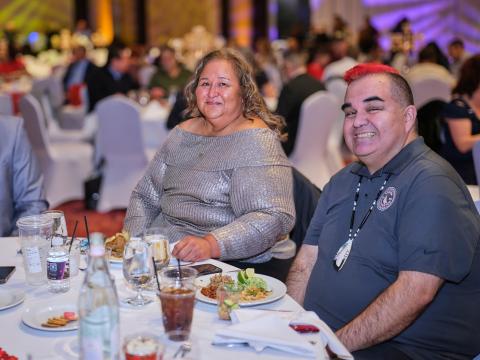 Soboba Treasurer Dondi Silvas and Secretary Joseph Placencia at the Holiday Mixer that brought together both valley Chambers Soboba Treasurer Dondi Silvas and Secretary Joseph Placencia at the Holiday Mixer that brought together both valley Chambers