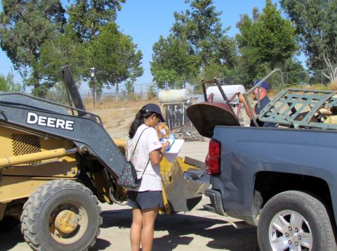 Jennifer Salazar with Soboba’s Environmental Department logs items on an assessment form as part of the annual community cleanup day Jennifer Salazar with Soboba’s Environmental Department logs items on an assessment form as part of the annual community cleanup day