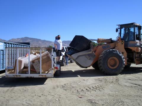 Volunteers helped members of the Soboba Tribal Environmental Department sort through and dispose of items that were collected during the department’s annual Community Cleanup Day at the Soboba Indian Reservation on July 16 Volunteers helped members of the Soboba Tribal Environmental Department sort through and dispose of items that were collected during the department’s annual Community Cleanup Day at the Soboba Indian Reservation on July 16