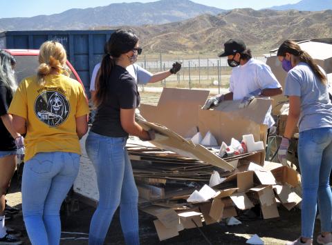 Volunteers helped members of the Soboba Tribal Environmental Department sort through and dispose of items that were collected during the department’s annual Community Cleanup Day at the Soboba Indian Reservation on July 16 Volunteers helped members of the Soboba Tribal Environmental Department sort through and dispose of items that were collected during the department’s annual Community Cleanup Day at the Soboba Indian Reservation on July 16
