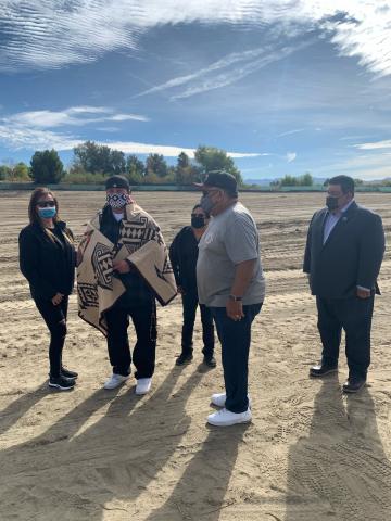 A groundbreaking ceremony for the new Soboba Health Clinic took place on Nov. 20. Attendees included, from left, Riverside-San Bernardino County Indian Health Inc. Board Delegate Julie Parcero, Wayne Nelson who did the blessing, RSBCIHI Board President Sherry Salgado, RSBCIHI Board Delegate Charles (Chuck) Castello and Soboba Band of Luiseño Indians Tribal Council Chairman Isaiah Vivanco A groundbreaking ceremony for the new Soboba Health Clinic took place on Nov. 20. Attendees included, from left, Riverside-San Bernardino County Indian Health Inc. Board Delegate Julie Parcero, Wayne Nelson who did the blessing, RSBCIHI Board President Sherry Salgado, RSBCIHI Board Delegate Charles (Chuck) Castello and Soboba Band of Luiseño Indians Tribal Council Chairman Isaiah Vivanco