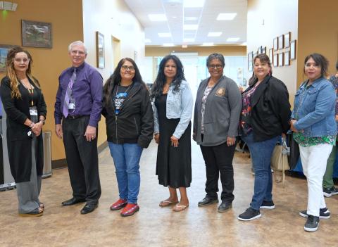Joining RSBCIHI CEO Bill Thomsen at the Patient Appreciation Day event are RSBCIHI Board of Directors delegates, from left, Julie Arrietta-Parcero, Soboba Band of Luiseño Indians; (Thomsen); Jonell John, Cahuilla Band of Indians; Veronica Saul, Santa Rosa Band of Cahuilla Indians; Veronica Espinoza, Santa Rosa Band of Cahuilla Indians; Suzanne Lugo, Morongo Band of Mission Indians; and, Trinidad Krystall, Torres-Martinez Desert Cahuilla Indians Joining RSBCIHI CEO Bill Thomsen at the Patient Appreciation Day event are RSBCIHI Board of Directors delegates, from left, Julie Arrietta-Parcero, Soboba Band of Luiseño Indians; (Thomsen); Jonell John, Cahuilla Band of Indians; Veronica Saul, Santa Rosa Band of Cahuilla Indians; Veronica Espinoza, Santa Rosa Band of Cahuilla Indians; Suzanne Lugo, Morongo Band of Mission Indians; and, Trinidad Krystall, Torres-Martinez Desert Cahuilla Indians