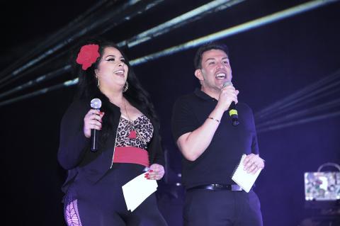 Michelle Modesto, left, and Andrew Vallejos co-hosted the 12th annual Lip Sync Contest, presented by the Soboba Foundation and the Soboba Casino Resort. Photo courtesy of Rodrigo Pena Photography Michelle Modesto, left, and Andrew Vallejos co-hosted the 12th annual Lip Sync Contest, presented by the Soboba Foundation and the Soboba Casino Resort. Photo courtesy of Rodrigo Pena Photography