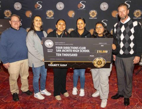 The Four Directions Club at San Jacinto High School is one of 10 nonprofits that received $10,000 from the 11th annual Charity Golf Tournament that was switched to a cornhole tournament due to heavy rainfall The Four Directions Club at San Jacinto High School is one of 10 nonprofits that received $10,000 from the 11th annual Charity Golf Tournament that was switched to a cornhole tournament due to heavy rainfall